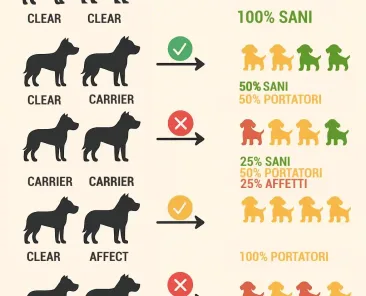 Schema accoppiamenti e rischio atassia cerebellare nell’Amstaff